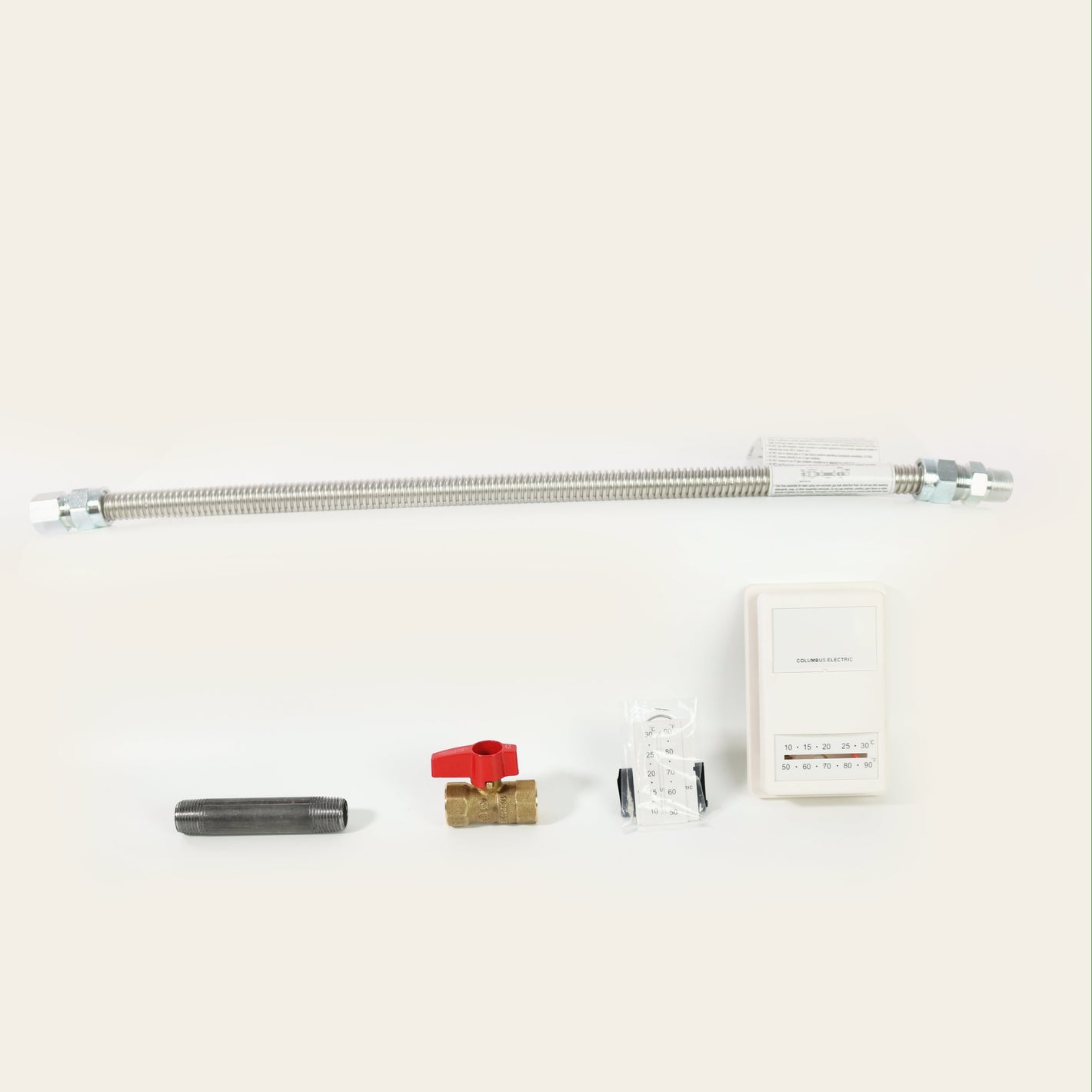 Install Kit (T-stat, shut-off valve, flex connector, 1/2" nipple)